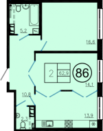 2-комнатная квартира в ЖК Образцовый квартал 5
